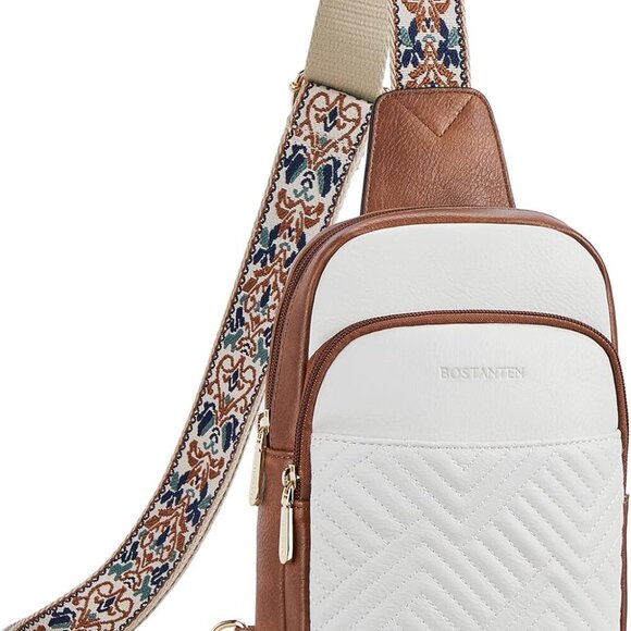 Sling Bag Quilted Crossbody Bags for Women Cross Body Purse Leather Fanny Pack w - Picture 1 of 9